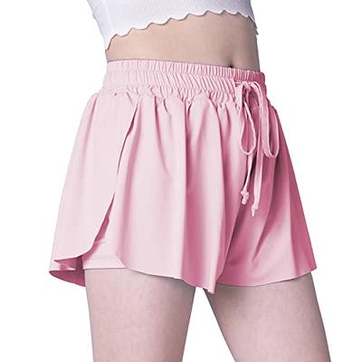 Girls butterfly Flowy Shorts with Liner,Youth girls butterfly shorts flowy  athletic,Elastic Waist Shorts 2 In 1 for Running,Athletic,Dance