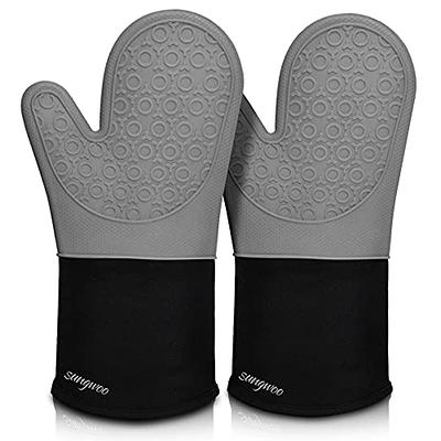 ARCLIBER Oven Mitts 1 Pair of Quilted Lining - Heat Resistant Kitchen  Gloves,Flame Oven Mitt Set,Grey