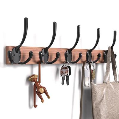 BAMEOS Wall Hooks with Shelf 28.9 Inch Length Entryway Wall Hanging Shelf  Wood Coat Hooks for Wall with Shelf Wall-Mounted Coat Hook Rack with 5 Dual