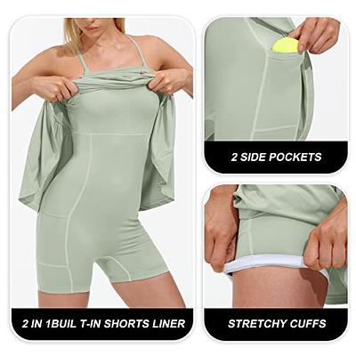 Women Tennis Dress Built-in Bra Workout Athletic Golf Dresses with Shorts  and Pockets 