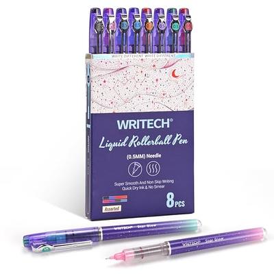 WRITECH Gel Ink Retractable Pens: Assorted Colors Ink 0.7mm Medium Point Pen Set, Smooth Writing Multi Colored No Bleed Pens Bulk for Journaling 8ct