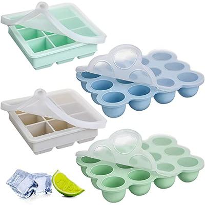 Hoolerry 4 Pcs Silicone Baby Food Freezer Tray with Clip on Lid