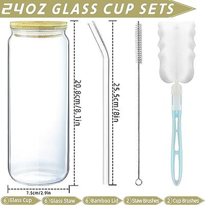 24oz Glass Cups with Bamboo Lids and Straws,6Pack Glass Tumbler Drinking  Glasses,Large Capacity Beer Can Shaped Glass Cup,Iced Coffee Cups,with 2  Cleaning Brush for Cocktail,Whiskey,Smoothie - Yahoo Shopping