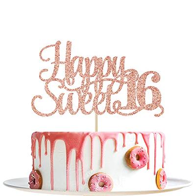 YotaWish Rose Gold Glitter Happy Sweet 16 Cake Topper - Happy 16th Birthday  Cake Decor - Hello 16, Cheers to 16 Years Birthday Party Decoration  Supplies - Yahoo Shopping