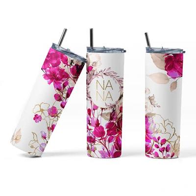 Flower Tumbler 20 oz Travel Coffee Mug Floral Print Skinny Tumblers with  Lid and Straw Stainless Steel Insulated Coffee Cups Gift for Flower Lover