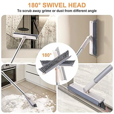 Bonpally Grout Scrub Brush with 57 Telescopic Handle, Shower Floor Brush Scrubber with V-Shape Stiff Bristles,Grout Cleaner Brush