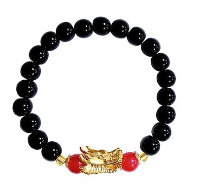 Buy Black Jade (D) Carved Feng Shui Dragon Stretch Bracelet in Goldtone  112.00 ctw at ShopLC.