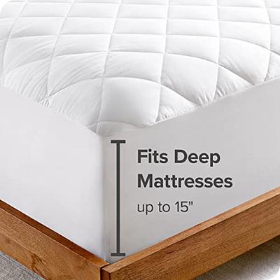 Utopia Bedding Quilted Fitted Mattress Pad (Twin) - Elastic Fitted Mattress  Protector - Mattress Cover Stretches up to 16 Inches Deep - Machine