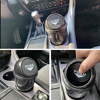 JUSTTOP Mini Car Trash Can, Small Automatic Portable Trash Can with Lid,  for Car Home Office (Black)