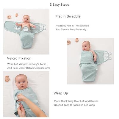  3 Pack Baby Swaddle 0-3 Months - Infant Adjustable