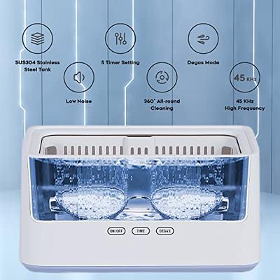 Adiding Ultrasonic Jewelry Cleaner, 650mL Sonic Glasses Rings Cleaner  Machine Professional Denture Coins Watch Cleaner with 5 Digital Timer Degas  Mode