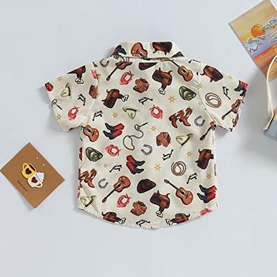 Western Baby Boy Clothes Aztec Button Up Shirts Short Sleeve