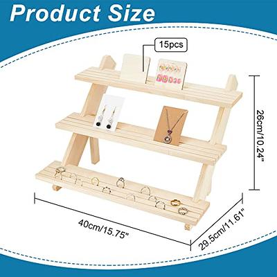 Fumingpal Earring Display Stands for Selling, Wooden Jewelry Display Rack  with 20 Removable Hooks, 5-Tier Jewelry Organizer for Earring Cards