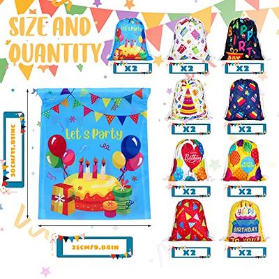 Sweetude 18 Pcs Birthday Gift Bag Birthday Party Drawstring Canvas