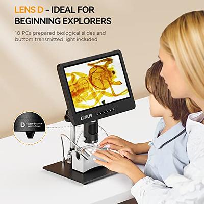 Elikliv EDM602 LCD Digital Microscope with 3 Lens, 10.1 Screen