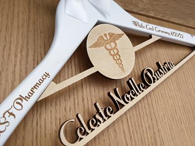 1st White Coat Hanger, Dental School White Coat Ceremony Gift, Custom Hanger  for Doctor, Wood Hanger With Name, Gift for New Dentist 