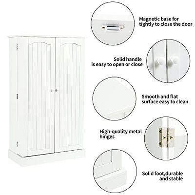 Basicwise Kitchen Pantry Storage Cabinet with Doors and Shelves White