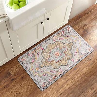 Artnice Kitchen Floor Mats 2 Piece,Floral Anti Fatigue Kitchen