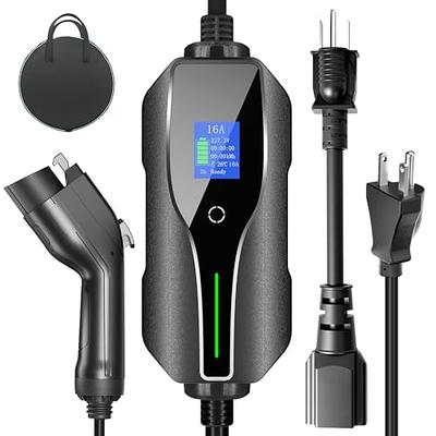 Portable EV Charger Type 1 Type 2 Electric Vehicle Portable Charging Cable  16A Current Adjustable LCD Screen Level 2 EVSE Cable