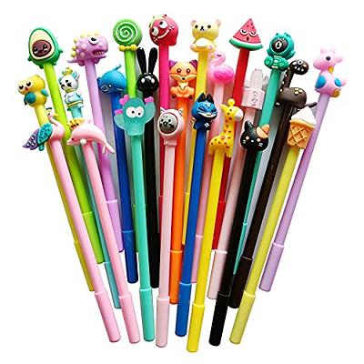 Cute Multicolor Ballpoint Pens,10 in 1 Color Kawaii Cartoon Retractable  Animals Kids Gel Pens Students Girls Boy Novelty Fun 10 Colored Pens Office