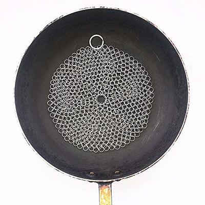 Cast Iron Cleaner Chainmail Scrubber with Pan Scraper, Ergonomic