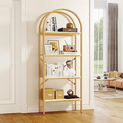  Jehiatek Arched Bookshelf, Bookcase with Doors Storage, 71  Inches Tall Industrial Book Shelf with Sturdy Metal Frame, E1 Quality  Boards, Freestanding Display Shelving Unit, Rustic Brown : Home & Kitchen