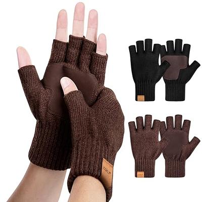 Mens Half Finger Knitting Gloves Winter Warm Fingerless Alpaca