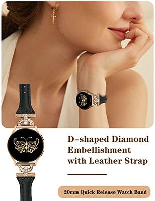 Women Samsung Galaxy Watch 5 44mm 40mm Band Gold & Black Leather