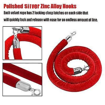 6 pcs Red Velvet Stanchion Rope, 5 Feet Crowd Control Safety