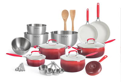 Rachael Ray Cook + Create Aluminum Nonstick Cookware Set, 11-Piece, Red -  Yahoo Shopping