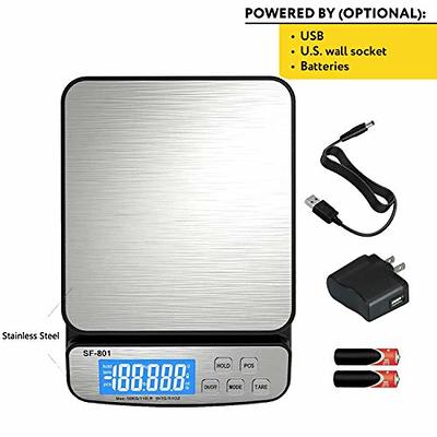 Libra Measurement 110 lb (50 kg) Digital Postal Scale Piece Counting Stainless Steel Platform Backlit LCD AC Adapter Multiple Weight Units Capacity: M