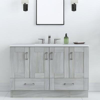 kleankin 24 Bathroom Under Sink Cabinet with Storage Pedestal Sink Cabinet  Adjustable Shelf and Open Bottom Shelf Grey