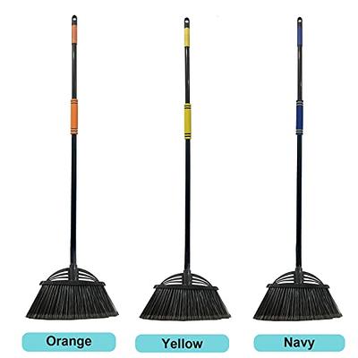 48 in. Black-Orange Long Stainless Steel Handle Upright Broom and Dustpan Set