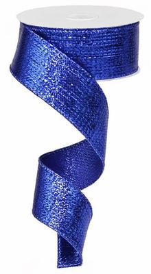 Wired Royal Blue Glitter Ribbon, Blue Wired Ribbon for Wreaths and