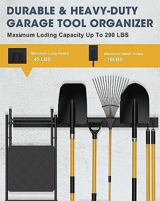 2 Pcs Garage Tool Organizer Wall Mount, Garage Shovel and Rake Holder Wall  Mount, Garden Tool Hangers for Garage Wall, Utility Hooks for Garage, Heavy