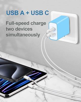 USB C Wall Charger, 2-Pack USB Type C Fast Power Charging Block Dual Port  USB A & USB C Plug Adapter Compatible with iPhone, iPad, Samsung Galaxy,  LG