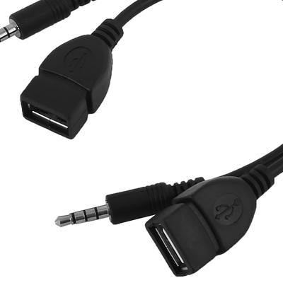 2 Female to AUX 3.5mm Male Audio Cable Black for Car - Shopping
