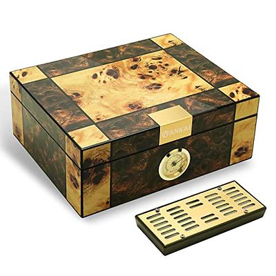 Mantello Cigars Humidor - Cajas de puros para 15-25 puros - Humidor de  cigarros con acabado cereza - Higrómetro y caja de cigarros - Humidificador