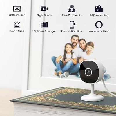 YI Pro 2K Indoor Security Cameras: Pet Cameras, WiFi Home Security System  for Baby/Elder/Nanny with Night Vision, Siren, 24/7 SD Card Storage, Phone