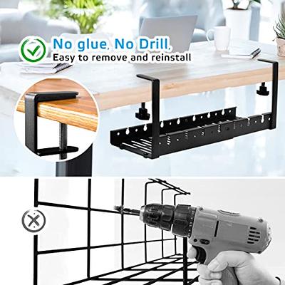 Under Desk Cable Management Tray White, No Drill Desk Cable Management  Organizer with Clamp for Desk Wire Management, Desk PC Cord Organizer  Accessories & Workspace Organizers for Office, Home(1 Pack) - Yahoo