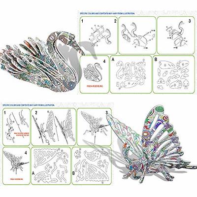 3d Coloring Puzzle Set, 4 Animals Painting Puzzles With 12 Pen Markers,  Creativity Diy Gift For Boys Girls Age 8-12 Years Old Kids