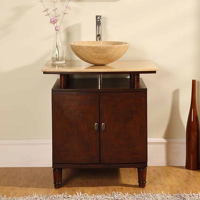 Silkroad Exclusive 72-Inch Travertine Top Double Sink Bathroom Vanity - HYP-0703-T-UIC-72