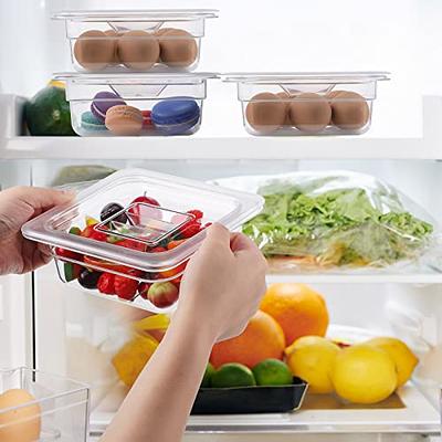 8 Pcs Plastic Food Pans with Lids 1/4 Size Clear Commercial Food Pans  Translucent Restaurant Food Storage Containers Stackable Plastic Boxes with