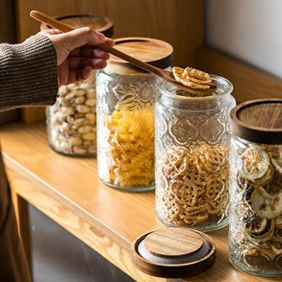 Aurfedes 31oz Large Vintage Glass Storage Jar, Petal Decorative Container,With  Airtight Wooden Lid for Cookies, Candy, Coffee Tea Beans, Flour, Grains  (Sunflower 2PCS) - Yahoo Shopping