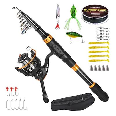 CODEK Fishing Rod Reel Combo Telescopic Fishing Rod Spinning Reel Combo Set  with Fishing Line Fishing Lures Kit & Accessories and Carrier Bag for  Saltwater Freshwater (2.4M) - Yahoo Shopping