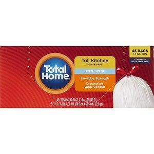   Basics Tall Kitchen Drawstring Trash Bags, Clean Fresh  Scent, 13 Gallon, 80 Count (Previously Solimo) : Home & Kitchen