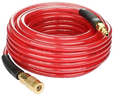 YOTOO Reinforced Polyurethane Air Hose 1/4 Inner Diameter by 50' Long,  Flexible, Heavy Duty Air Compressor Hose with Bend Restrictor, 1/4 Swivel  Industrial Quick Coupler and Plug, Red - Yahoo Shopping