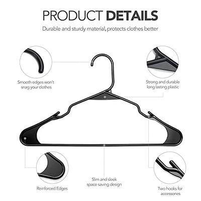 50 Pack - Plastic Clothes Hangers - Durable Coat Hanger with Shoulder  Grooves