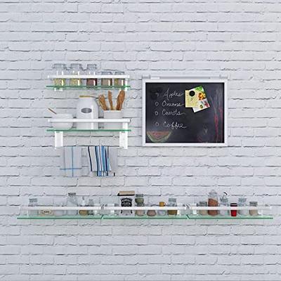 VOLPONE Glass Shelf with Towel Bar 15.7in Silver Bathroom Shelf Wall Mount  Rustproof Bathroom Wall Organizer 1 Tier (Silver) - Yahoo Shopping