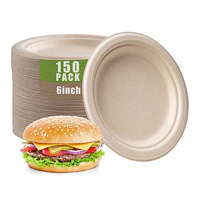 100% Compostable 6 Inch Paper Plates Disposable Party Plates I